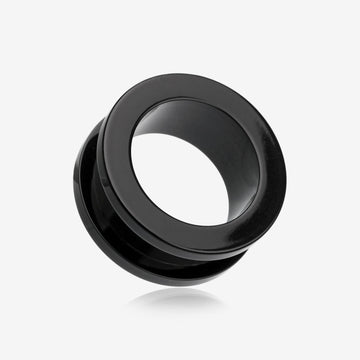 A Pair of Basic UV Acrylic Screw-Fit Ear Gauge Tunnel Plug-Black